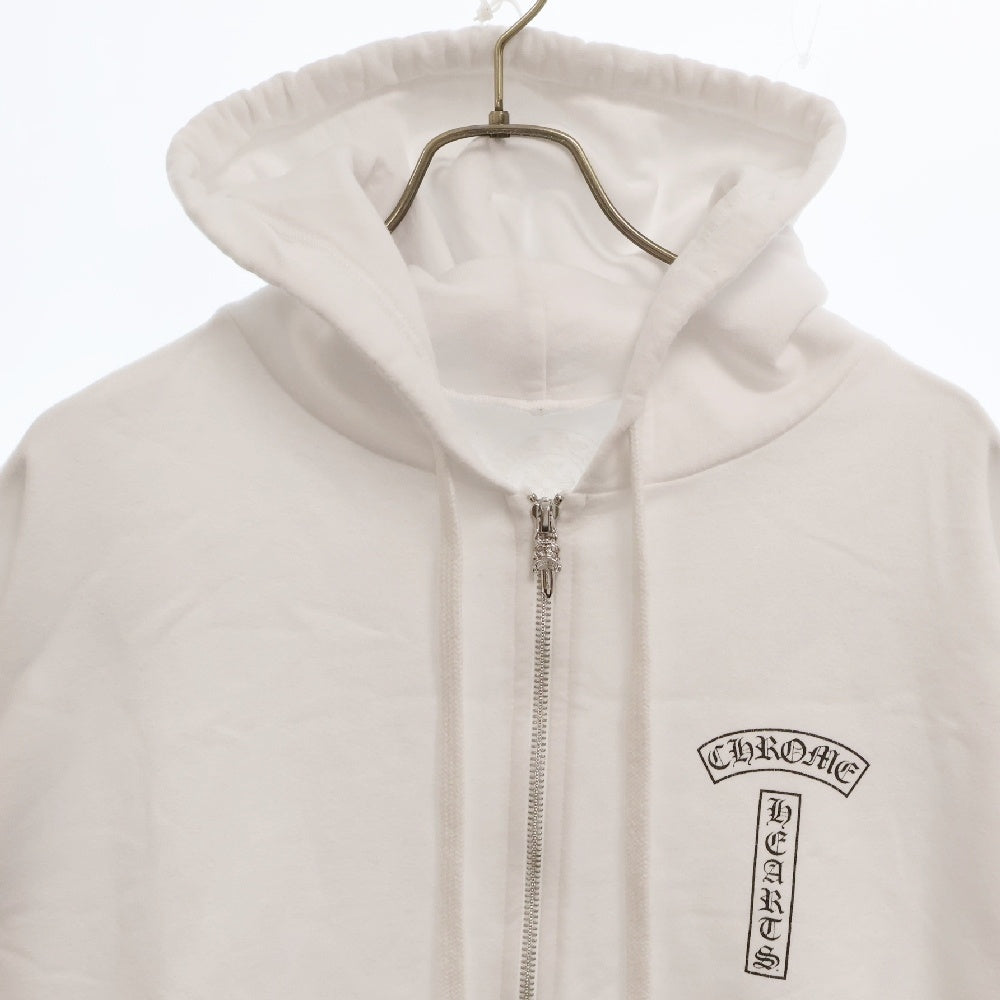 CHROME HEARTS(クロムハーツ) SWTSHRT HD ZIP バックアーチロゴプリントジップアップパーカ スウェット ホワイト