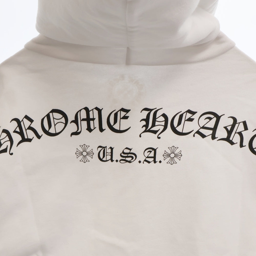 CHROME HEARTS(クロムハーツ) SWTSHRT HD ZIP バックアーチロゴプリントジップアップパーカ スウェット ホワイト