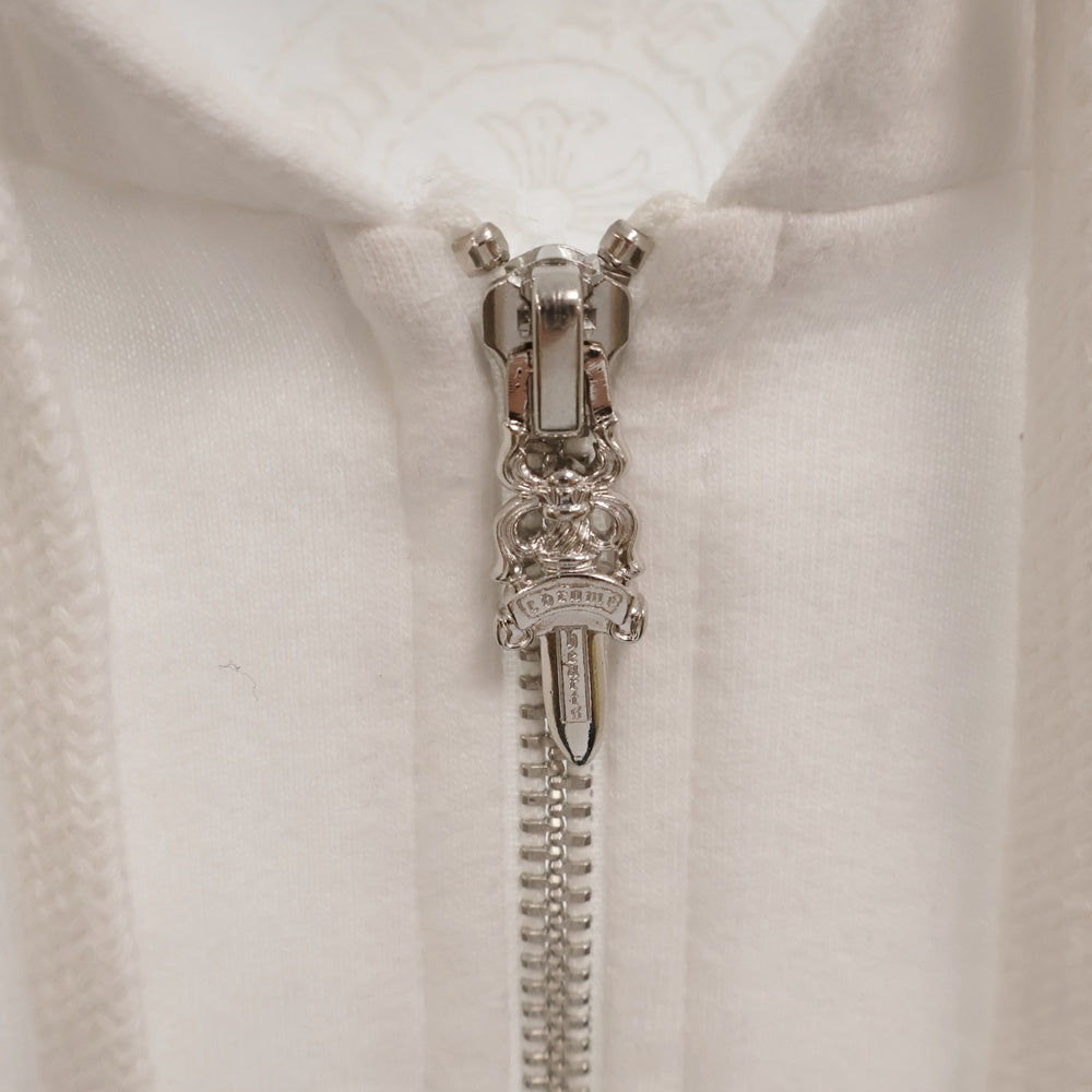 CHROME HEARTS(クロムハーツ) SWTSHRT HD ZIP バックアーチロゴプリントジップアップパーカ スウェット ホワイト