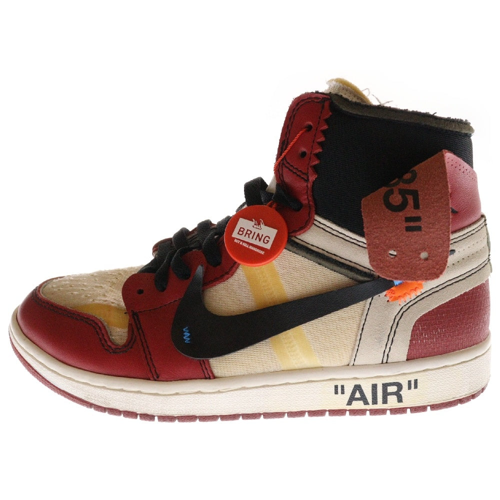 NIKE(ナイキ) ×OFF-WHITE THE 10 AIR JORDAN 1 CHICAGO AA3834-101 オフホワイト ザテン エアジョーダン1 シカゴ ハイカットスニーカー ホワイト/レッド US8.5/26.5cm
