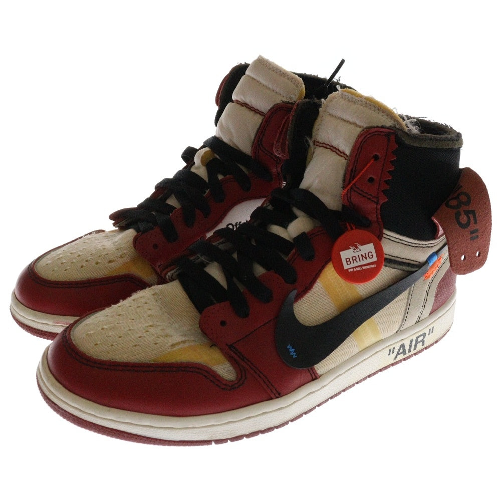 NIKE(ナイキ) ×OFF-WHITE THE 10 AIR JORDAN 1 CHICAGO AA3834-101 オフホワイト ザテン エアジョーダン1 シカゴ ハイカットスニーカー ホワイト/レッド US8.5/26.5cm