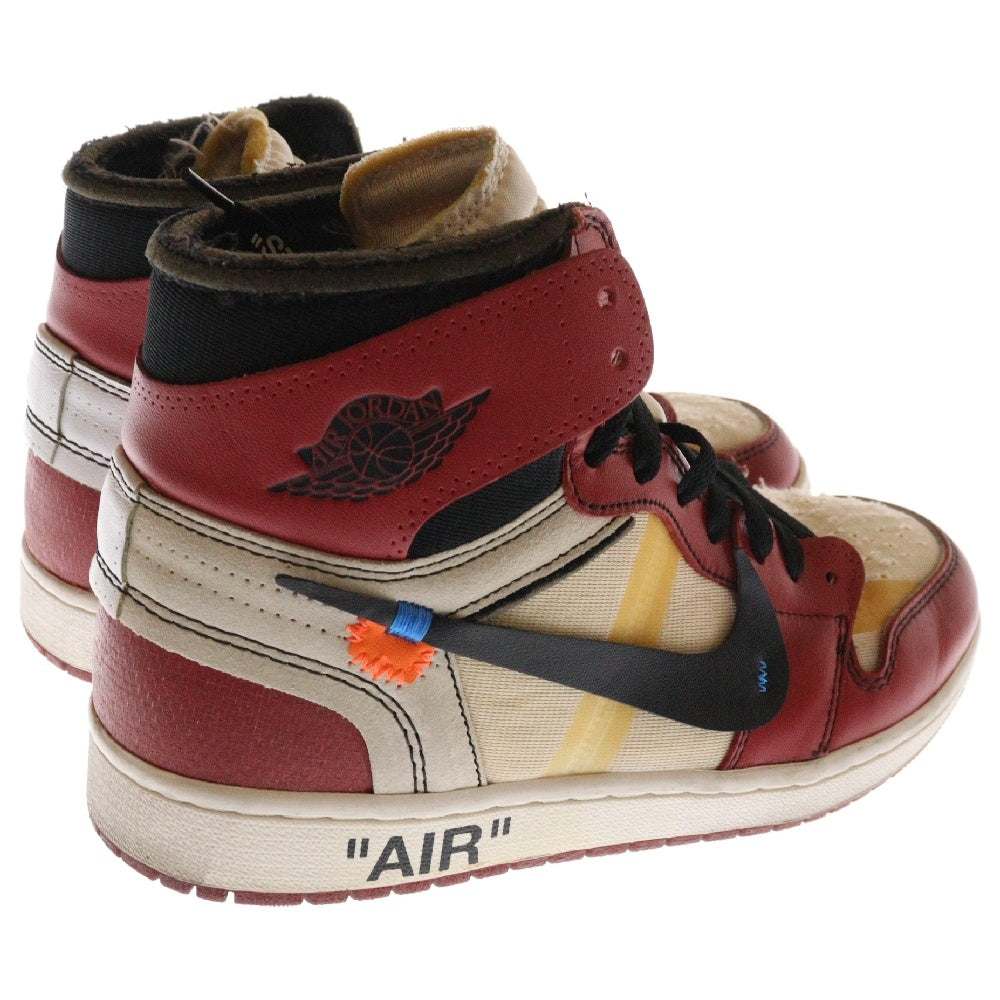 NIKE(ナイキ) ×OFF-WHITE THE 10 AIR JORDAN 1 CHICAGO AA3834-101 オフホワイト ザテン エアジョーダン1 シカゴ ハイカットスニーカー ホワイト/レッド US8.5/26.5cm