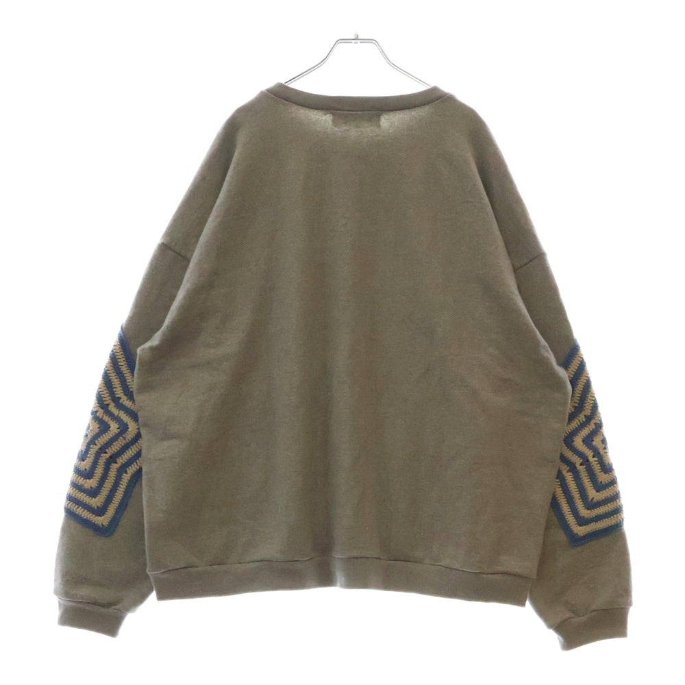 DISCOVERED(ディスカバード) STAR CROCHET SWEAT スター クロシェット クルーネックスウェットトレーナー グレー DC-SS24-CU-07