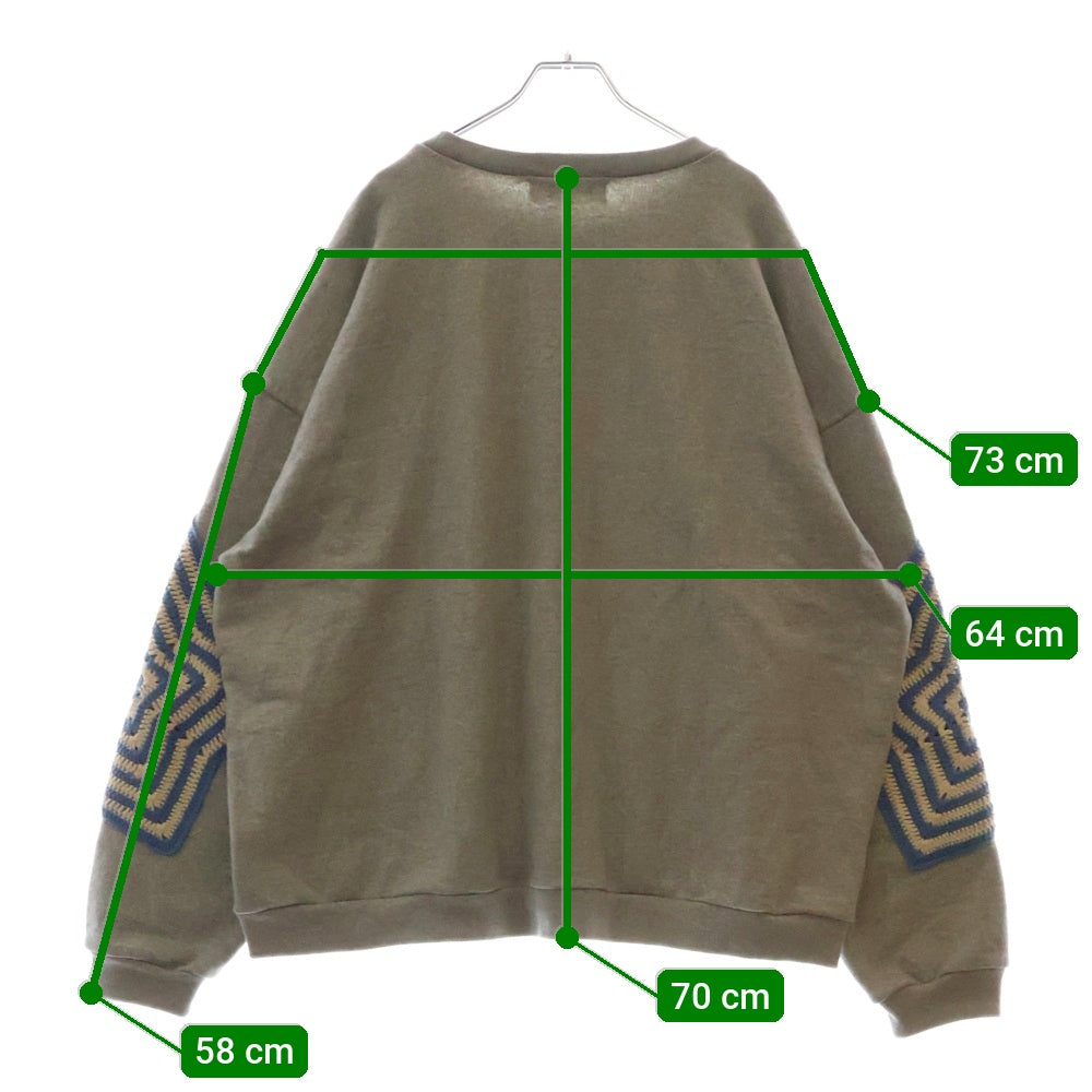 DISCOVERED(ディスカバード) STAR CROCHET SWEAT スター クロシェット クルーネックスウェットトレーナー グレー DC-SS24-CU-07