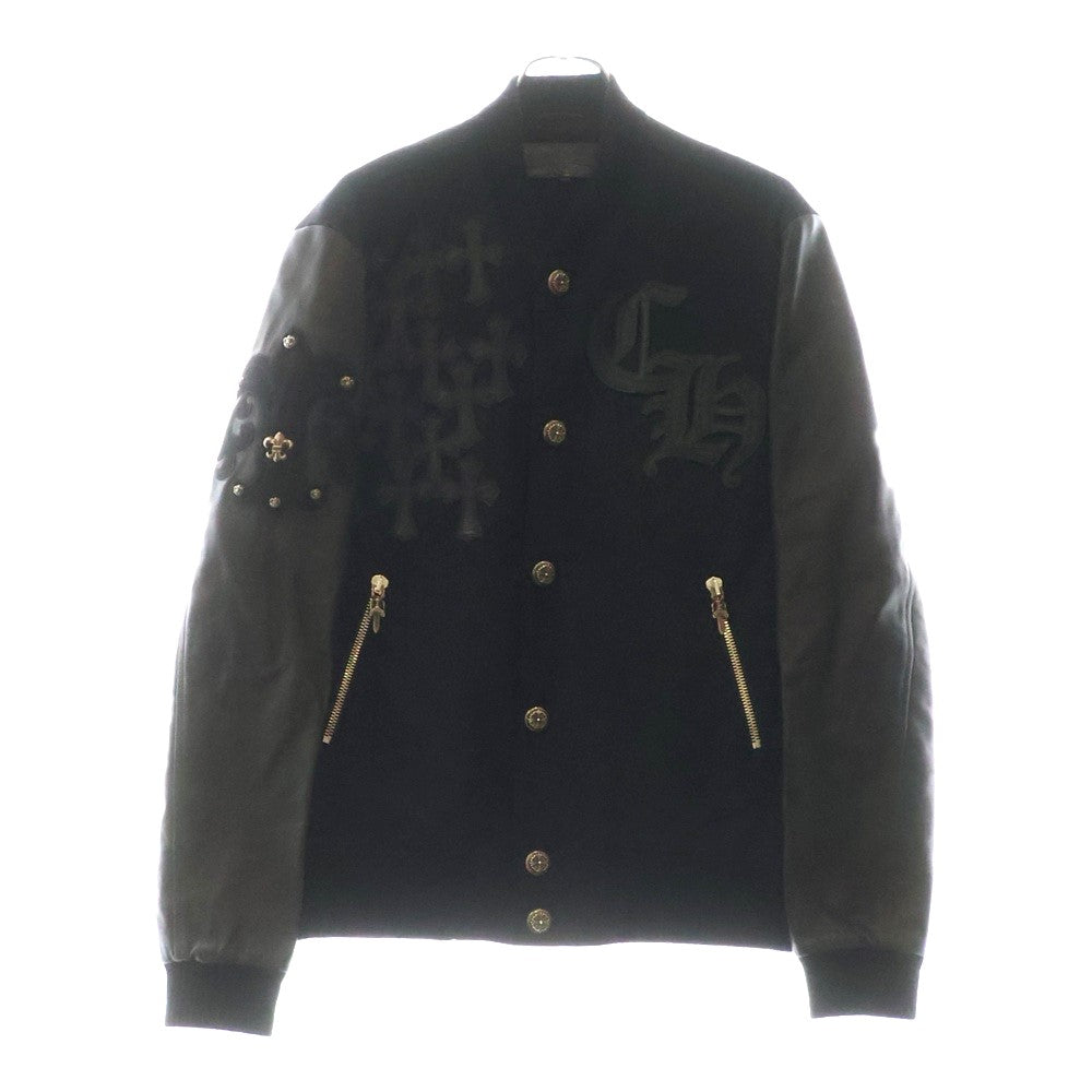 CHROME HEARTS(クロムハーツ) LETTERMAN レターマン CHマルチレザーパッチレザースリーブブルゾン ジャケット ブラック/シルバー