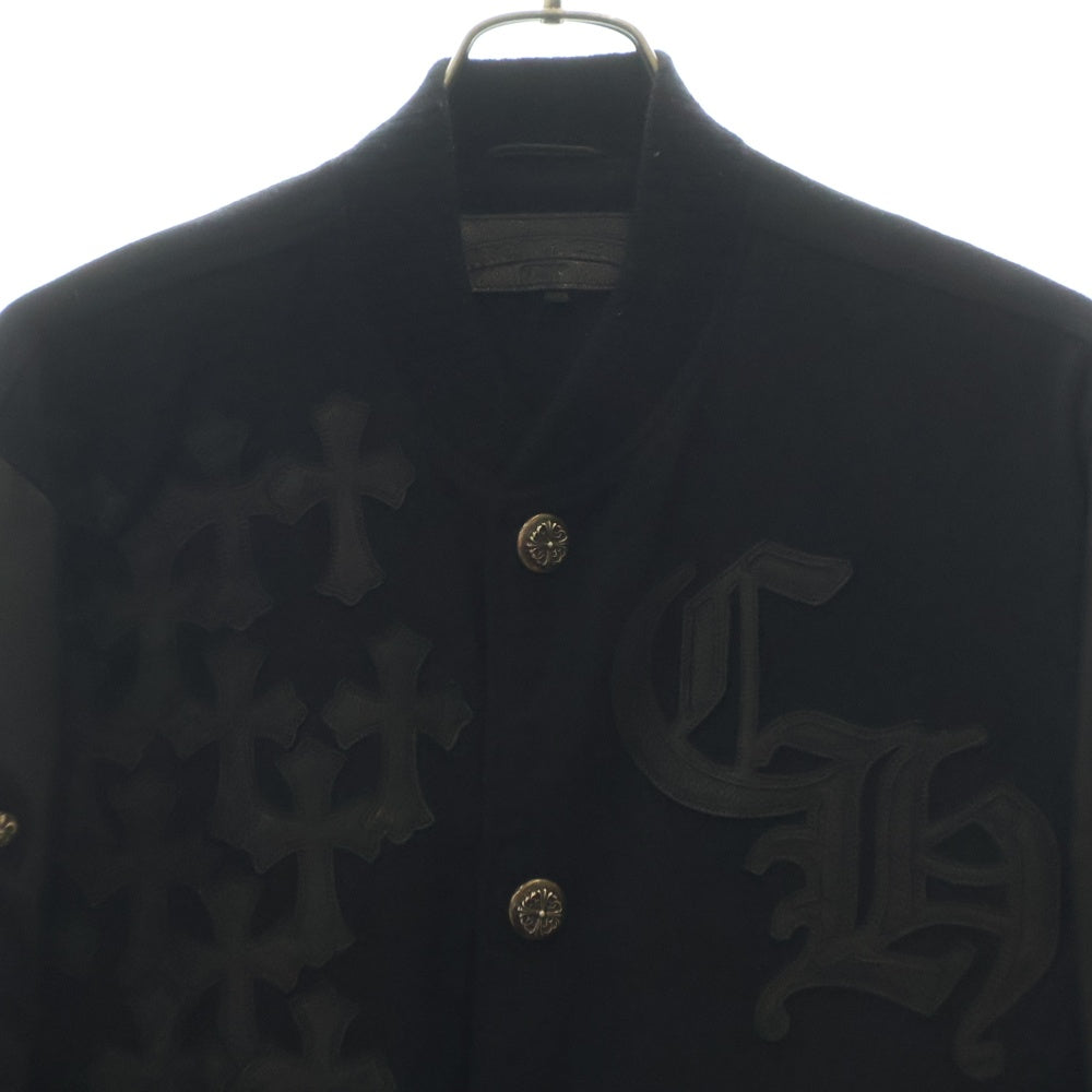 CHROME HEARTS(クロムハーツ) LETTERMAN レターマン CHマルチレザーパッチレザースリーブブルゾン ジャケット ブラック/シルバー