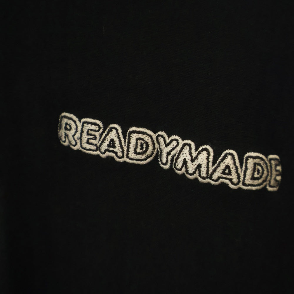 READY MADE(レディメイド) 24AW BIG HOODIE LOGO RE-CO-BK-00-00-285 ロゴ刺繍フーディ プルオーバースウェットパーカー ブラック