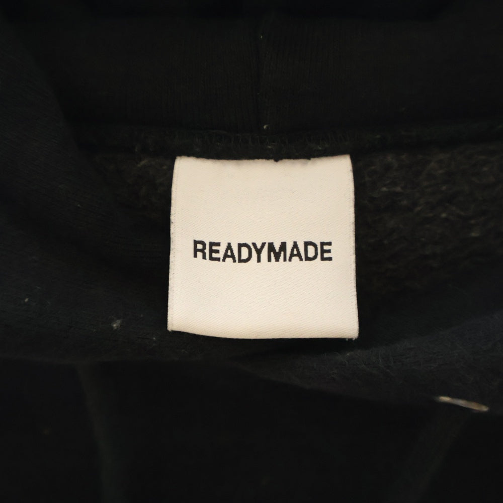 READY MADE(レディメイド) 24AW BIG HOODIE LOGO RE-CO-BK-00-00-285 ロゴ刺繍フーディ プルオーバースウェットパーカー ブラック