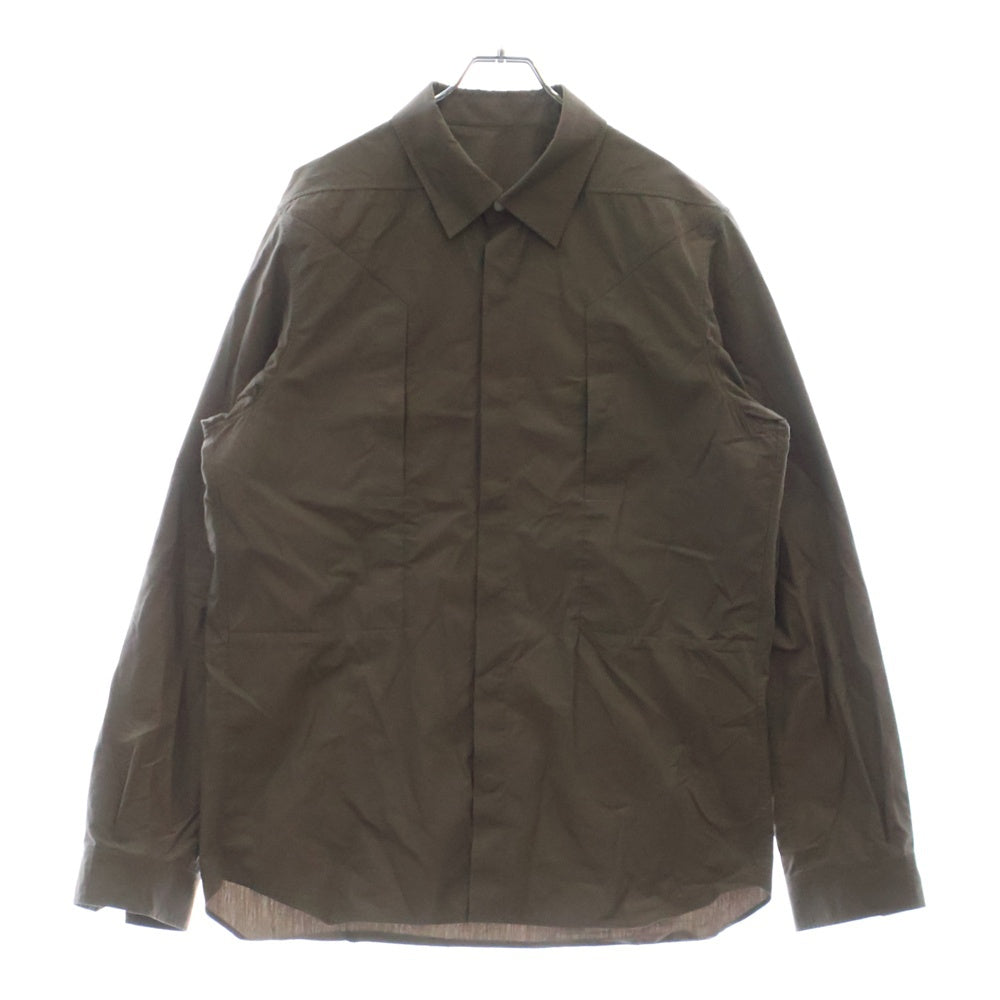 Rick Owens(リックオウエンス) Fitted Long Sleeved Shirt スリムフィット ロングスリーブ 長袖シャツ ブラウン RU01C4237-P