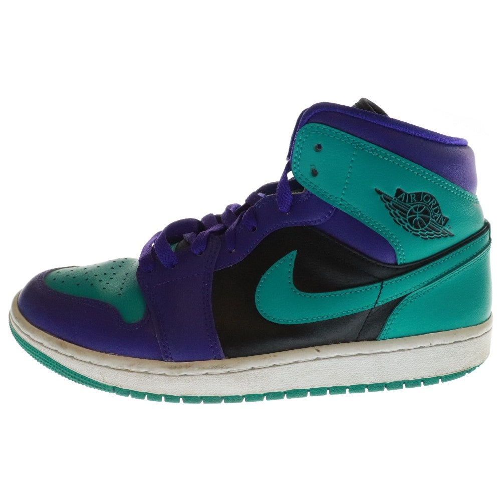 NIKE(ナイキ) WMNS AIR JORDAN 1 MID BLACK GRAPE BQ6472-502 エアジョーダン1 ブラック グレープ ミッド カット スニーカー グリーン/パープル US10/27cm