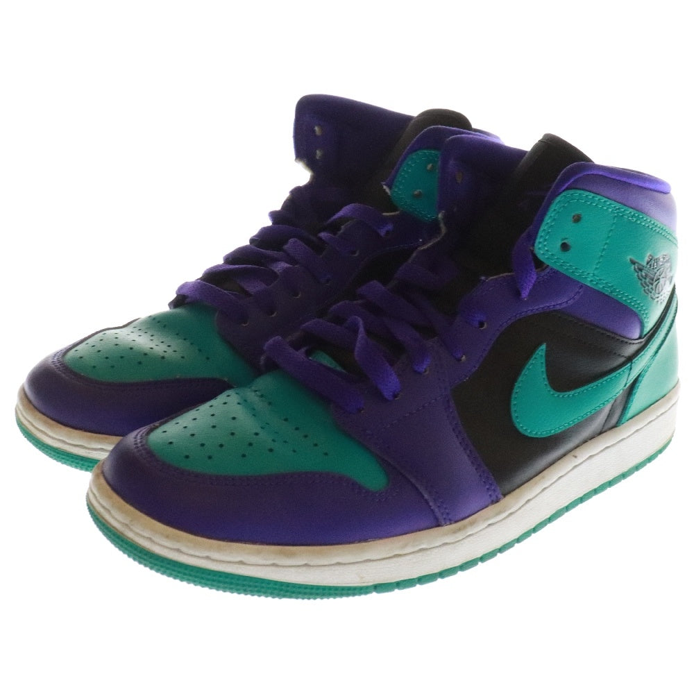 NIKE(ナイキ) WMNS AIR JORDAN 1 MID BLACK GRAPE BQ6472-502 エアジョーダン1 ブラック グレープ ミッド カット スニーカー グリーン/パープル US10/27cm