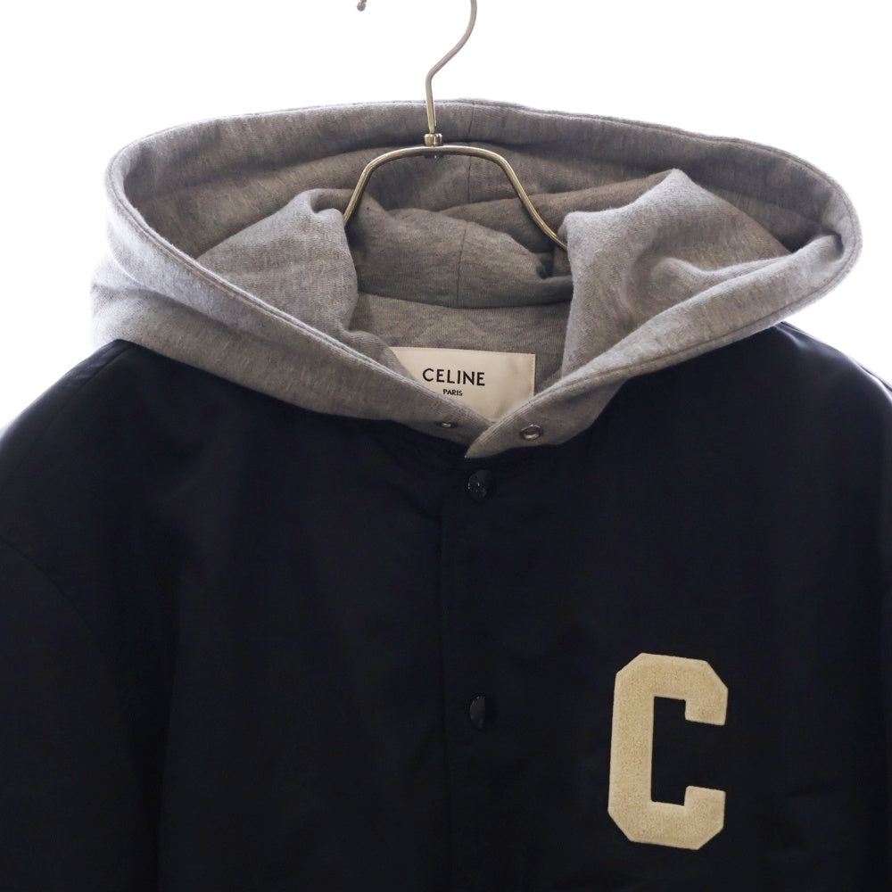 CELINE(セリーヌ) 23AW フード付きオーバーサイズ ナイロンテディジャケット 2W15A227R.38NO ブラック/グレー