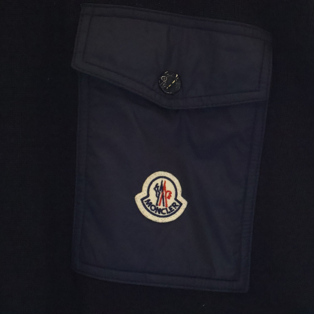MONCLER(モンクレール) GIROCOLLO TRICOT ポケット付きコットン ニット セーター ネイビー H10919C00001