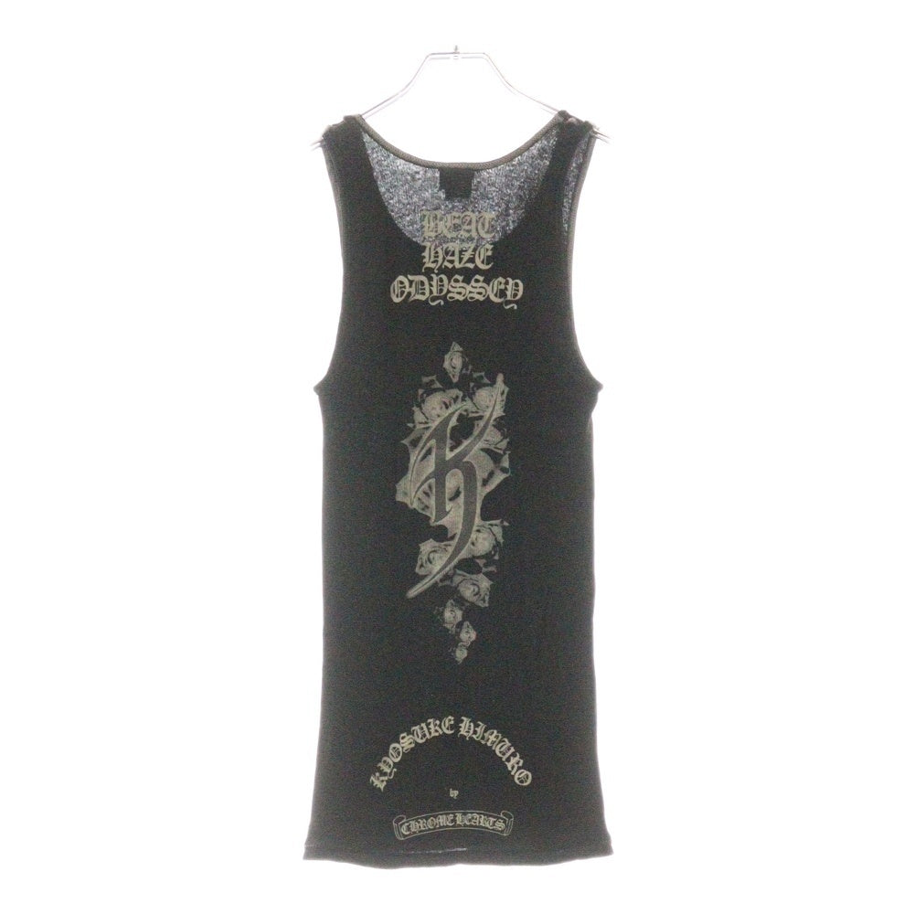 CHROME HEARTS(クロムハーツ) ×KYOSUKE HIMURO CROSS PRINT No-Sleeve ×氷室京介 フロントクロス プリント ノースリーブカットソー タンクトップ ブラック