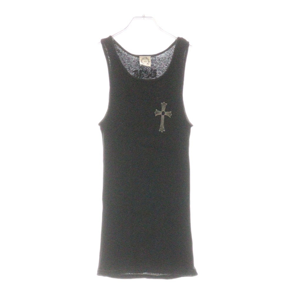 CHROME HEARTS(クロムハーツ) ×KYOSUKE HIMURO CROSS PRINT No-Sleeve ×氷室京介 フロントクロス プリント ノースリーブカットソー タンクトップ ブラック