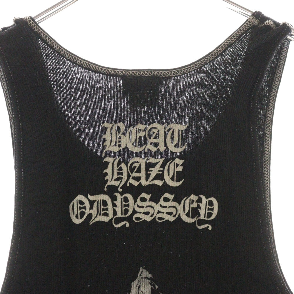 CHROME HEARTS(クロムハーツ) ×KYOSUKE HIMURO CROSS PRINT No-Sleeve ×氷室京介 フロントクロス プリント ノースリーブカットソー タンクトップ ブラック