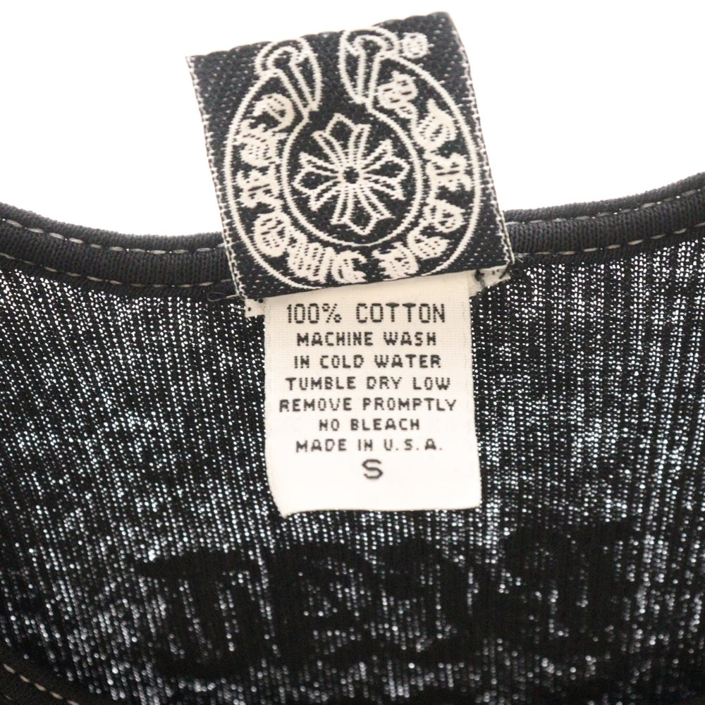 CHROME HEARTS(クロムハーツ) ×KYOSUKE HIMURO CROSS PRINT No-Sleeve ×氷室京介 フロントクロス プリント ノースリーブカットソー タンクトップ ブラック