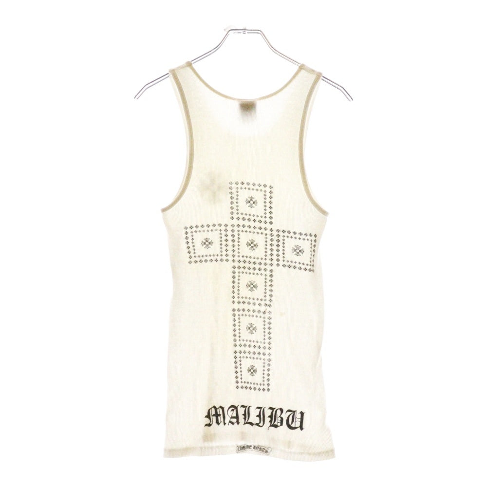 CHROME HEARTS(クロムハーツ) BACK CRS No-Sleeve バッククロスプリント ノースリーブカットソー タンクトップ ホワイト
