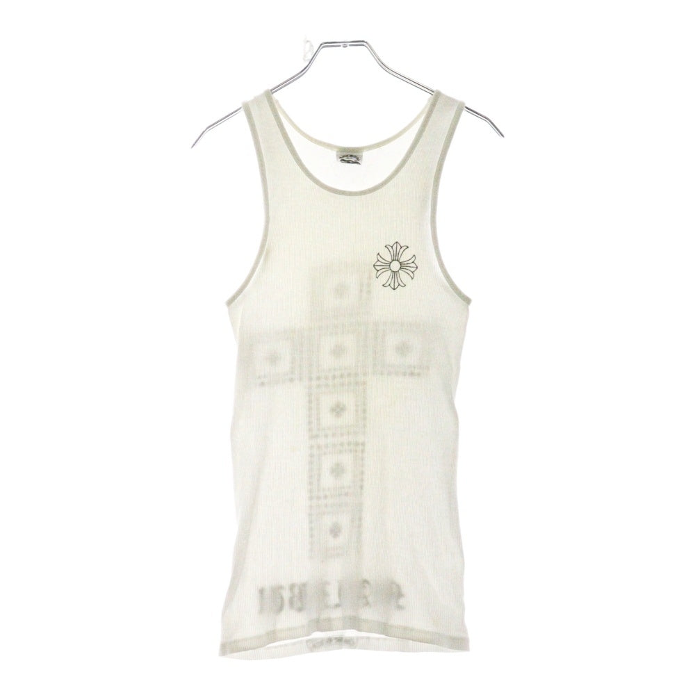 CHROME HEARTS(クロムハーツ) BACK CRS No-Sleeve バッククロスプリント ノースリーブカットソー タンクトップ ホワイト