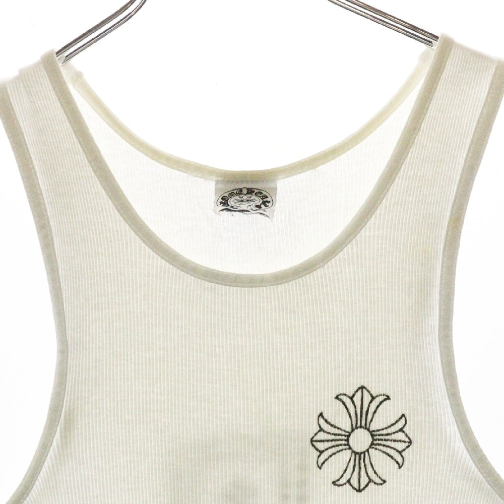 CHROME HEARTS(クロムハーツ) BACK CRS No-Sleeve バッククロスプリント ノースリーブカットソー タンクトップ ホワイト