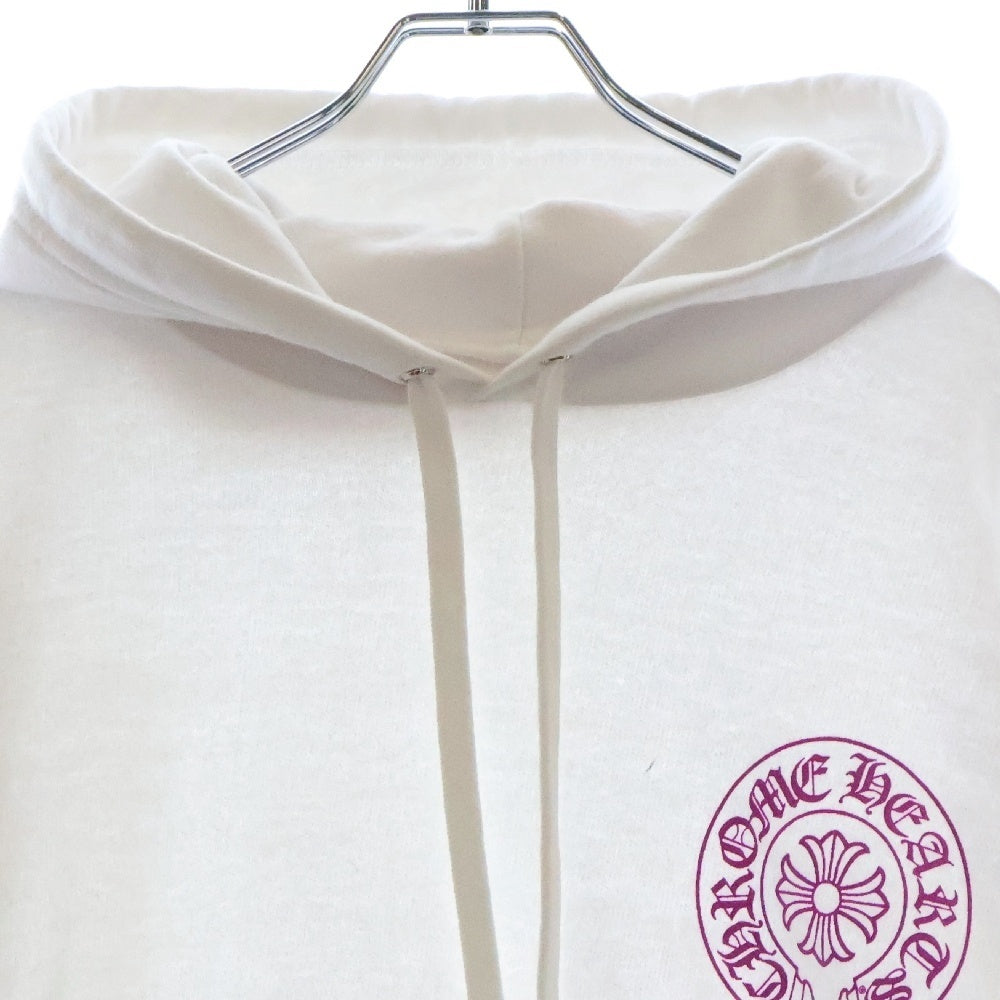 CHROME HEARTS(クロムハーツ) WWW.CHROMEHEARTS.COM HOODIE オンライン限定ホースシューバックプリントプルオーバーパーカー ホワイト/ピンク