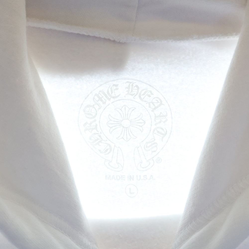 CHROME HEARTS(クロムハーツ) WWW.CHROMEHEARTS.COM HOODIE オンライン限定ホースシューバックプリントプルオーバーパーカー ホワイト/ピンク