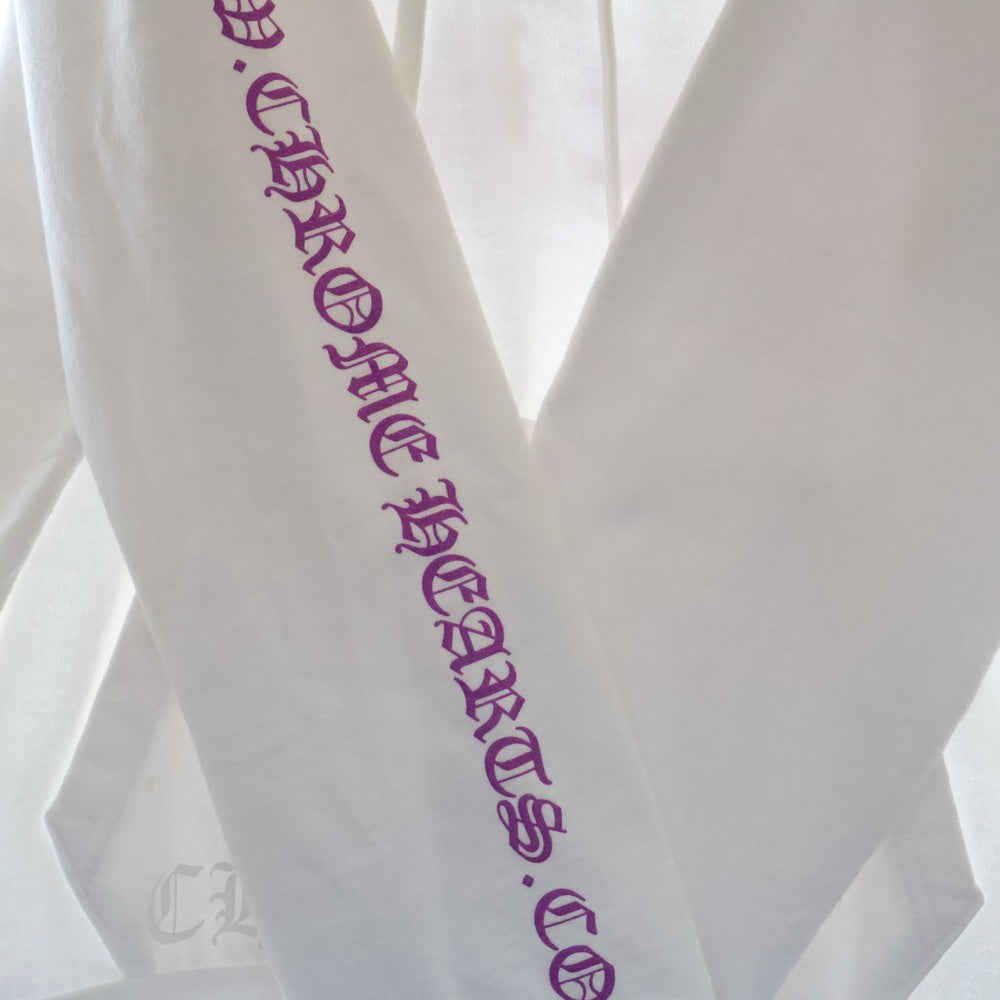 CHROME HEARTS(クロムハーツ) WWW.CHROMEHEARTS.COM HOODIE オンライン限定ホースシューバックプリントプルオーバーパーカー ホワイト/ピンク