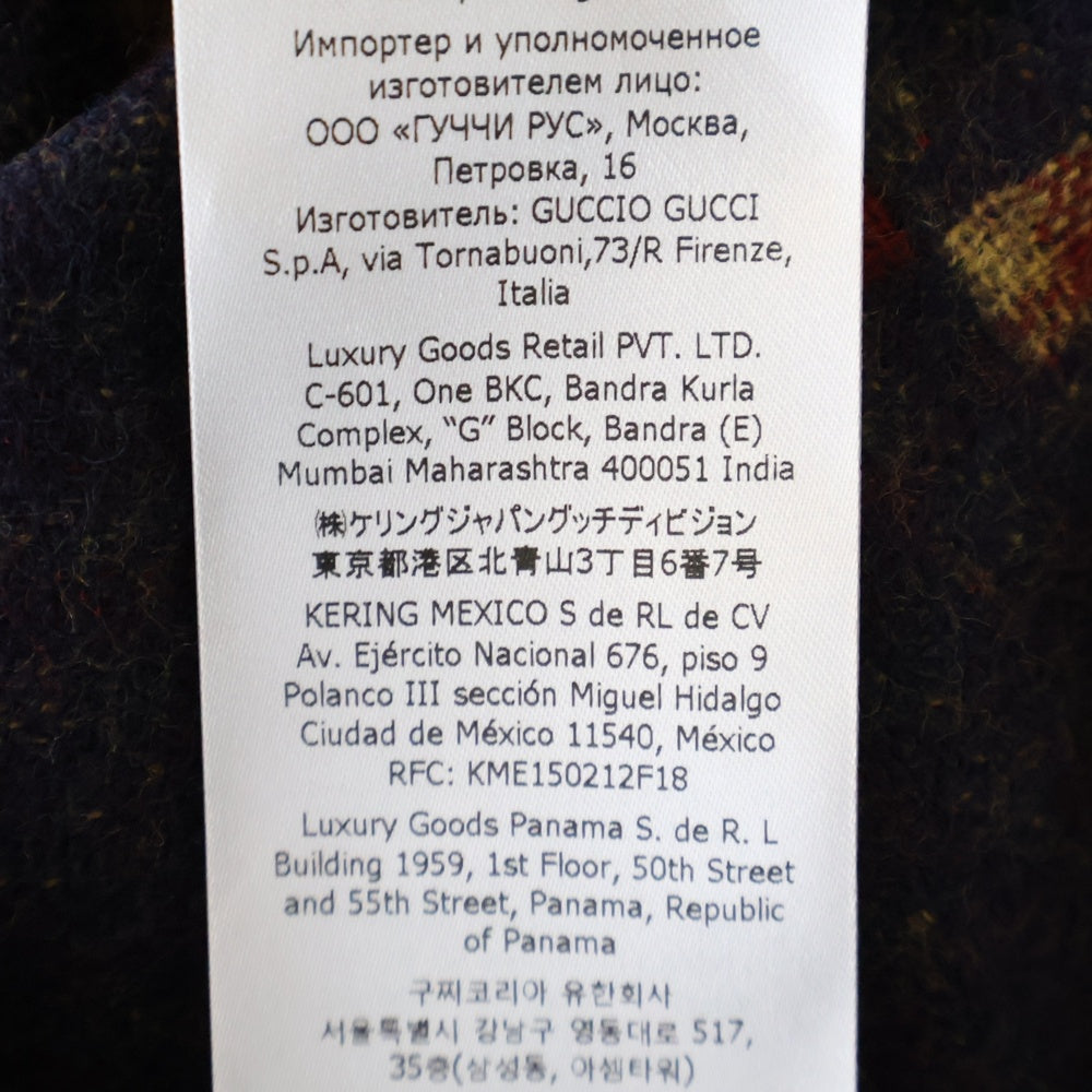 GUCCI(グッチ) マキシ GG ギンガムウール 長袖シャツ 総柄 ブラウン/レッド 756842 ZAOBM