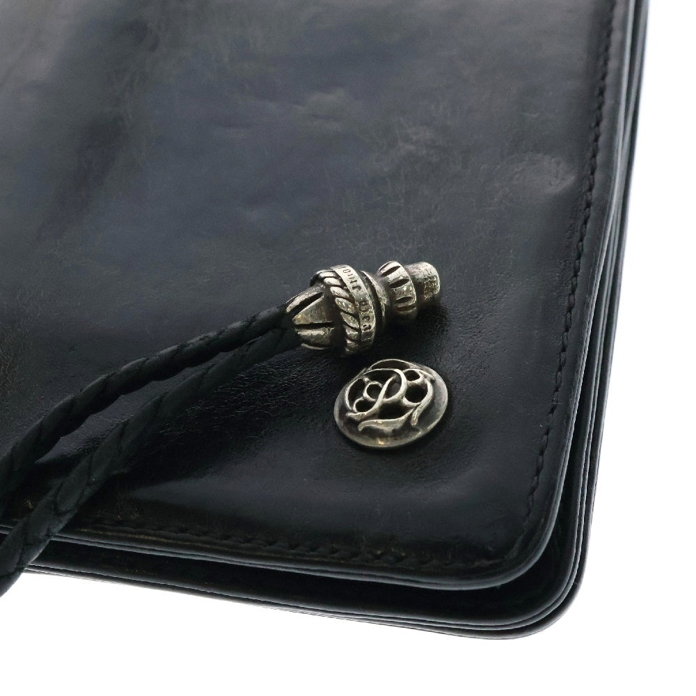 CHROME HEARTS(クロムハーツ) OLD FLRL 2ZIP STRAP オールド フローラルボタン 2ジップ レザーウォレット ブラック