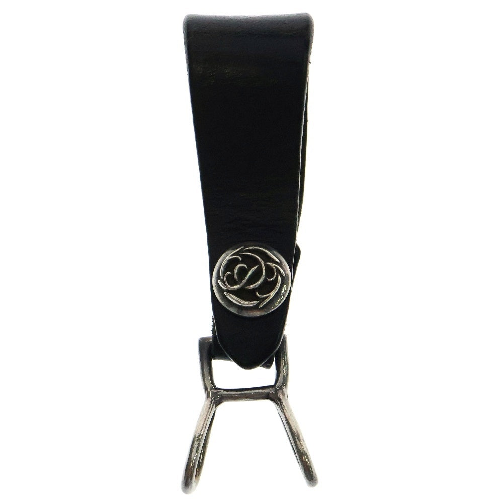 CHROME HEARTS(クロムハーツ) BELT LOOP フローラルボタンレザーベルトループ シルバー/ブラック