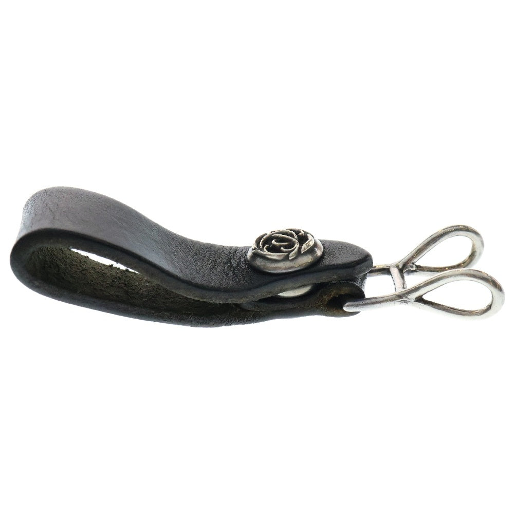 CHROME HEARTS(クロムハーツ) BELT LOOP フローラルボタンレザーベルトループ シルバー/ブラック