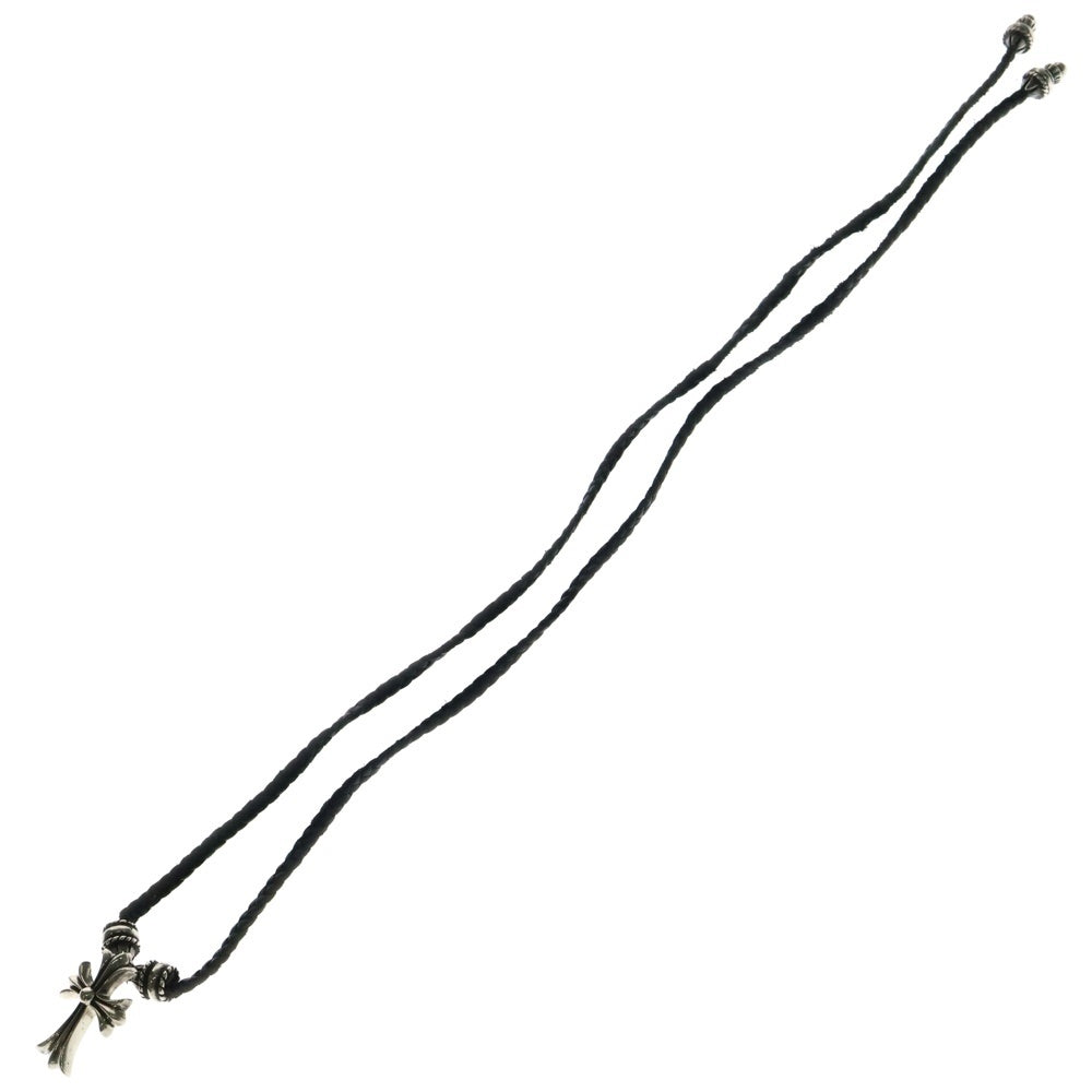 CHROME HEARTS(クロムハーツ) CH CRS SML CL スモールCHクロス クリンプト レザーブレイド ネックレス シルバー/ブラック BCA217