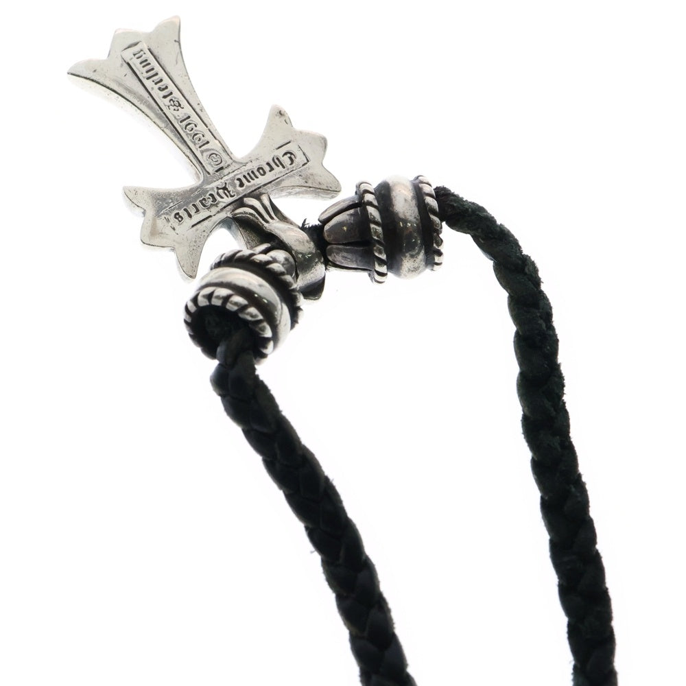 CHROME HEARTS(クロムハーツ) CH CRS SML CL スモールCHクロス クリンプト レザーブレイド ネックレス シルバー/ブラック BCA217