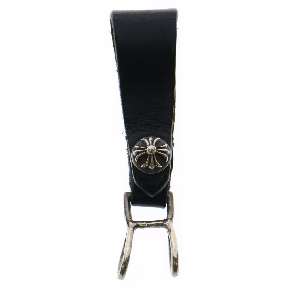 CHROME HEARTS(クロムハーツ) BELT LOOP クロスボールボタンレザーベルトループ シルバー/ブラック BCA397