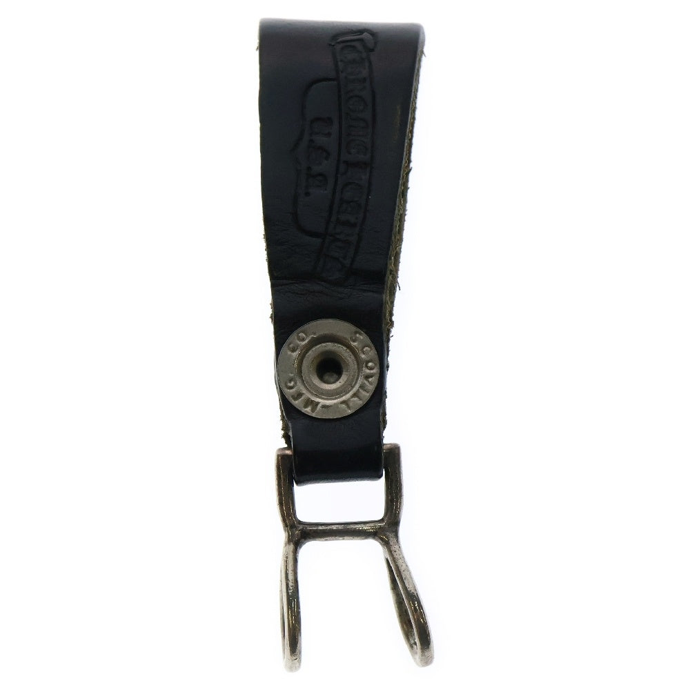 CHROME HEARTS(クロムハーツ) BELT LOOP クロスボールボタンレザーベルトループ シルバー/ブラック BCA397