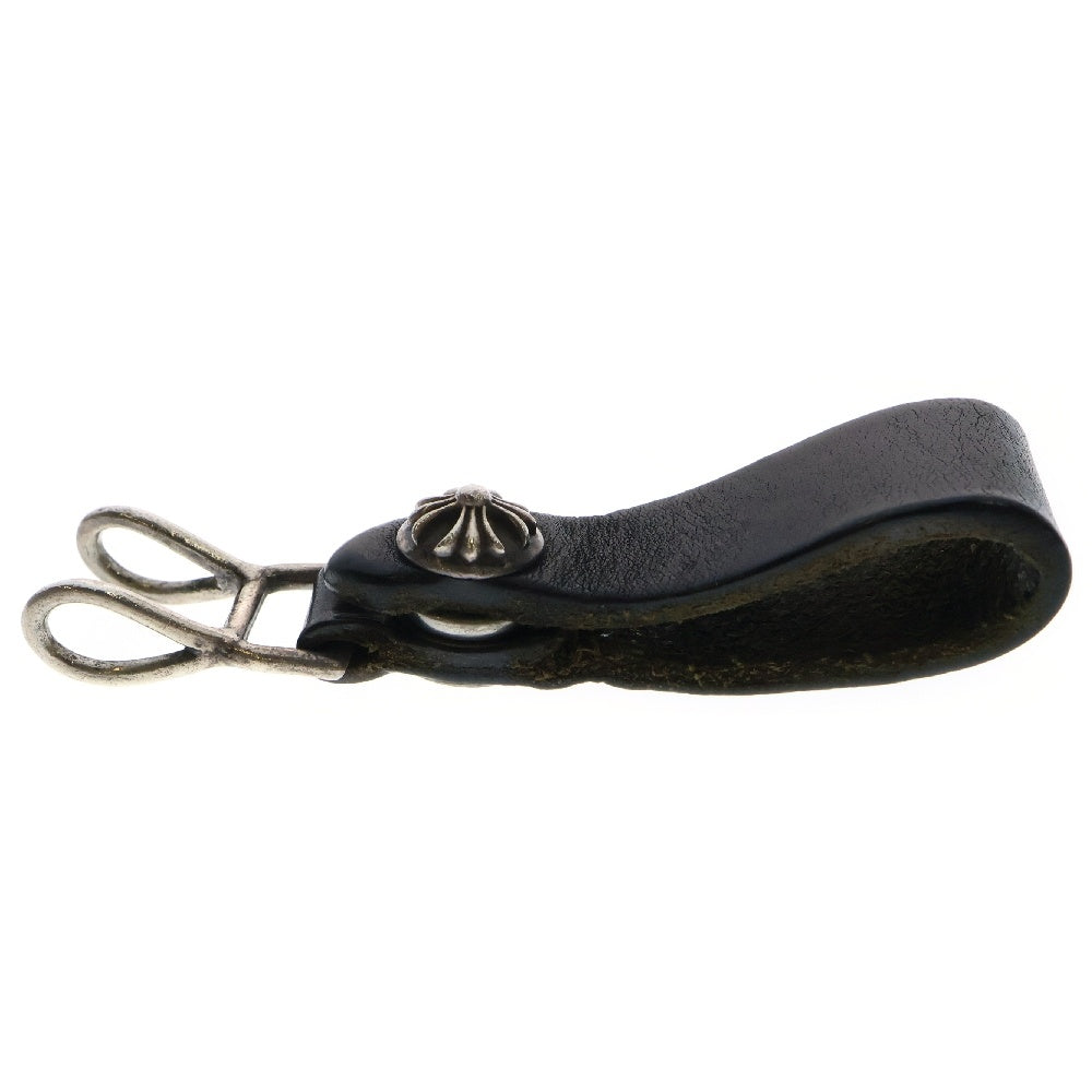 CHROME HEARTS(クロムハーツ) BELT LOOP クロスボールボタンレザーベルトループ シルバー/ブラック BCA397