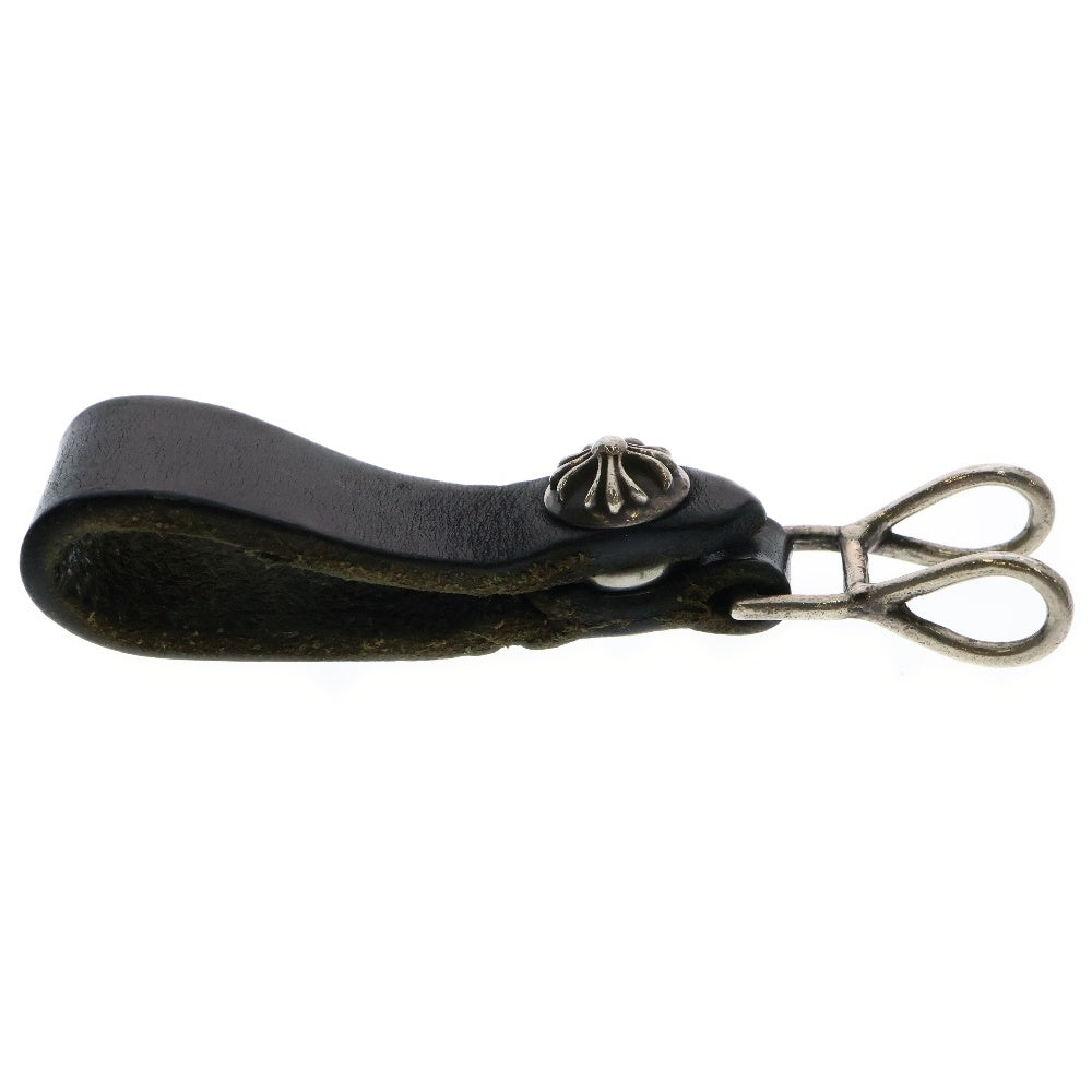 CHROME HEARTS(クロムハーツ) BELT LOOP クロスボールボタンレザーベルトループ シルバー/ブラック BCA397