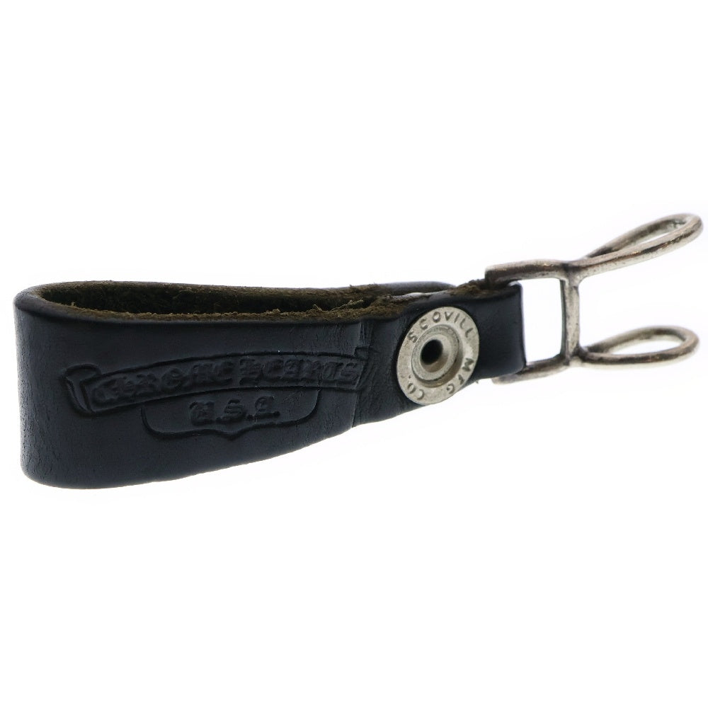 CHROME HEARTS(クロムハーツ) BELT LOOP クロスボールボタンレザーベルトループ シルバー/ブラック BCA397
