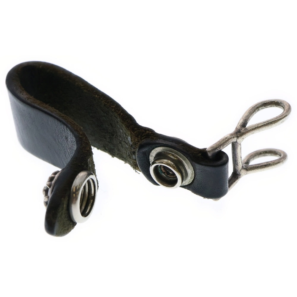 CHROME HEARTS(クロムハーツ) BELT LOOP クロスボールボタンレザーベルトループ シルバー/ブラック BCA397