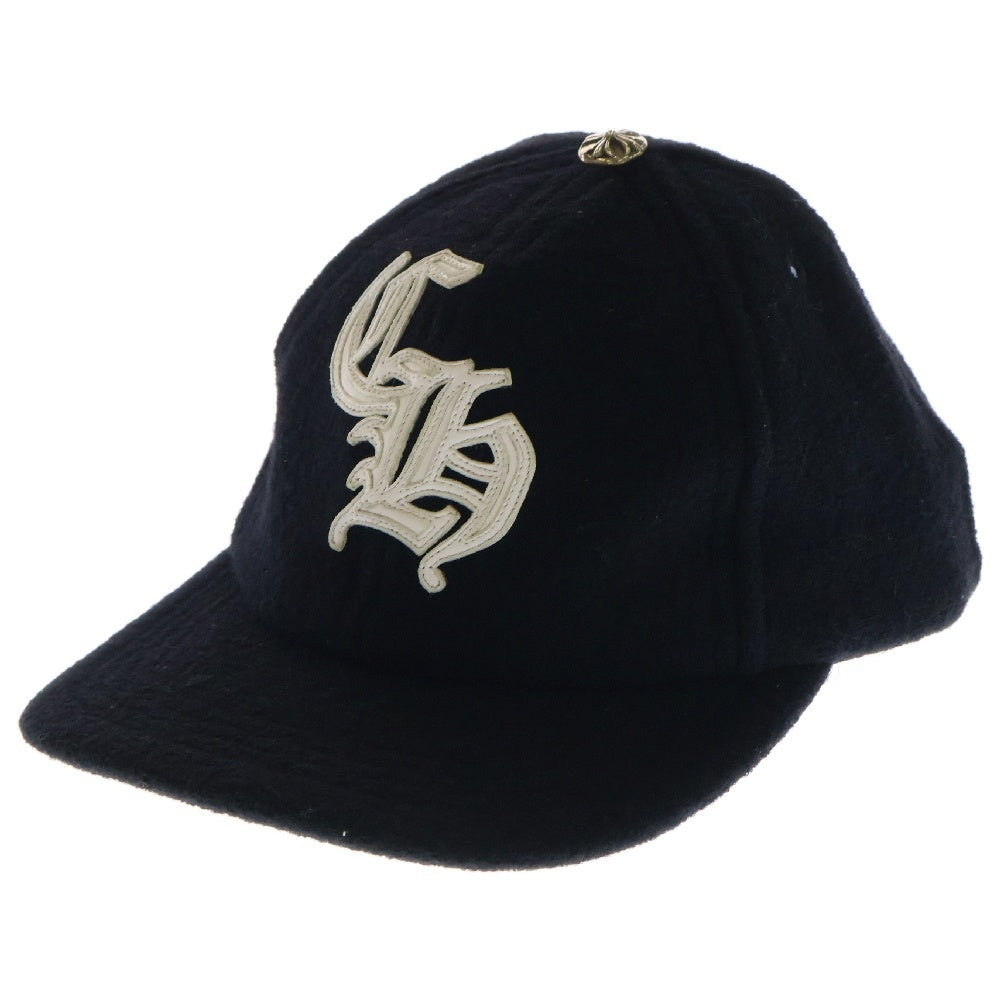 CHROME HEARTS(クロムハーツ) CHレザーパッチ ウールキャップ 帽子 ブラック