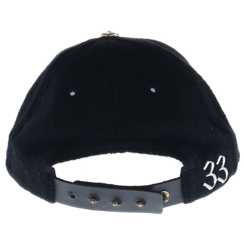 CHROME HEARTS(クロムハーツ) CHレザーパッチ ウールキャップ 帽子 ブラック