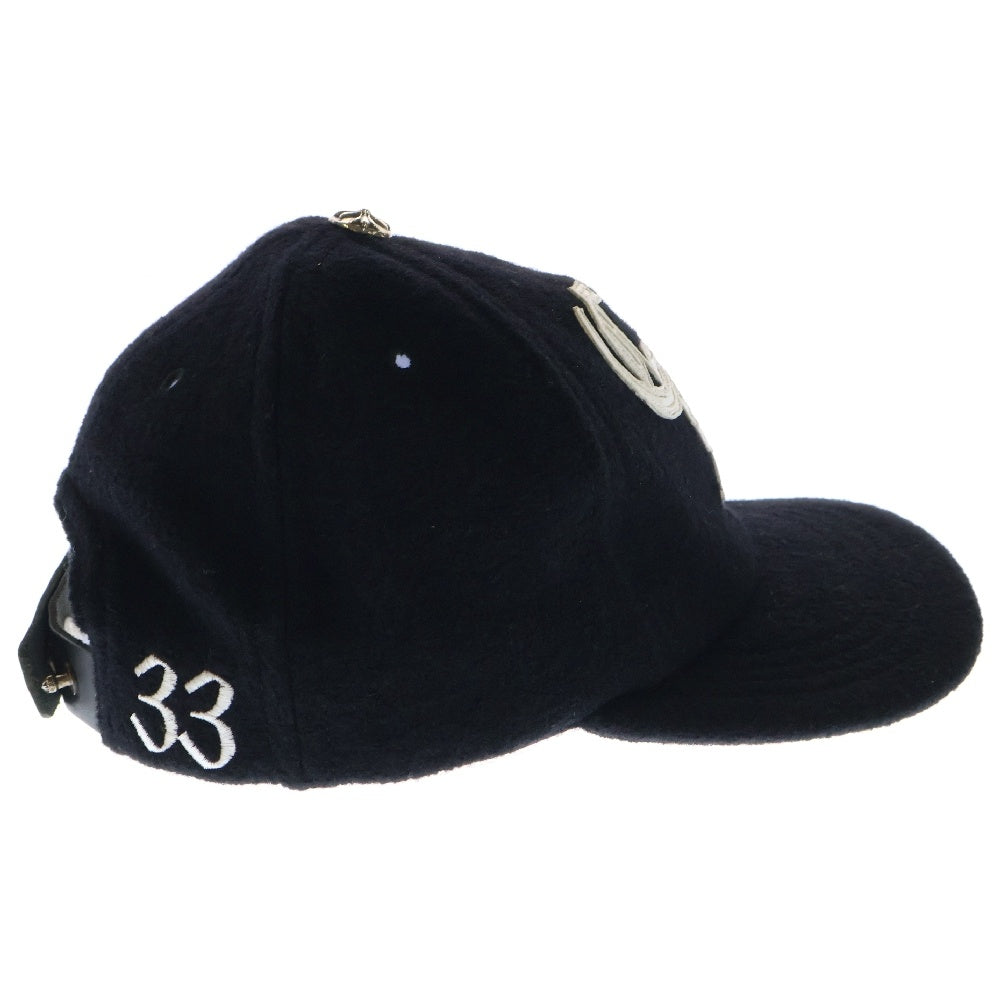 CHROME HEARTS(クロムハーツ) CHレザーパッチ ウールキャップ 帽子 ブラック