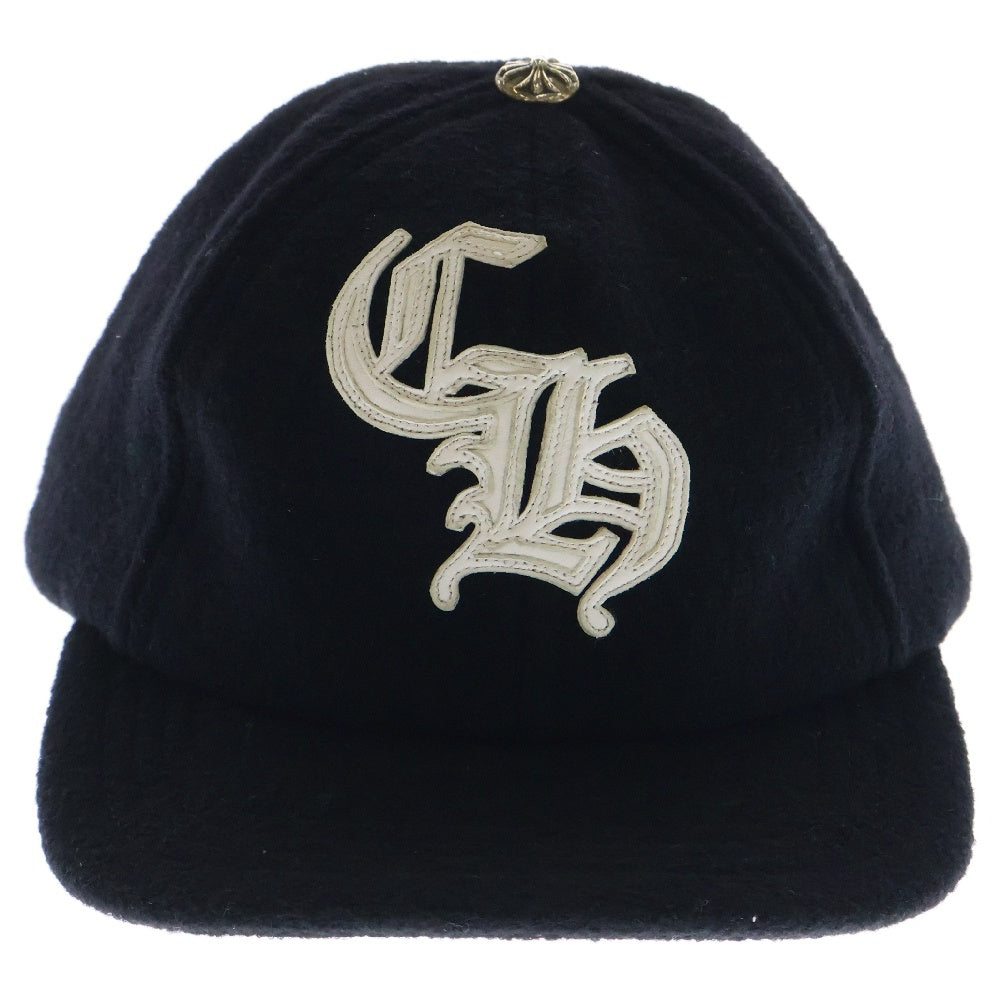 CHROME HEARTS(クロムハーツ) CHレザーパッチ ウールキャップ 帽子 ブラック