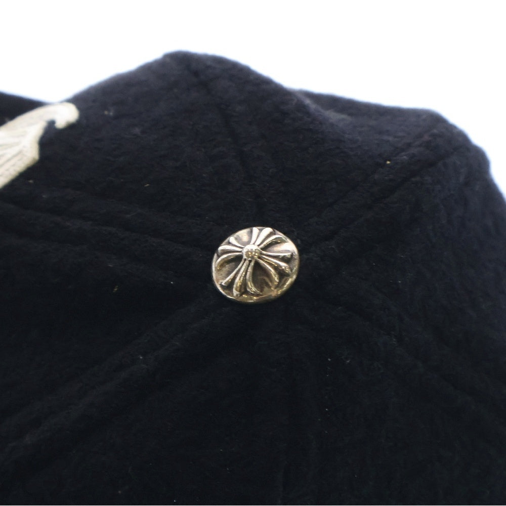 CHROME HEARTS(クロムハーツ) CHレザーパッチ ウールキャップ 帽子 ブラック