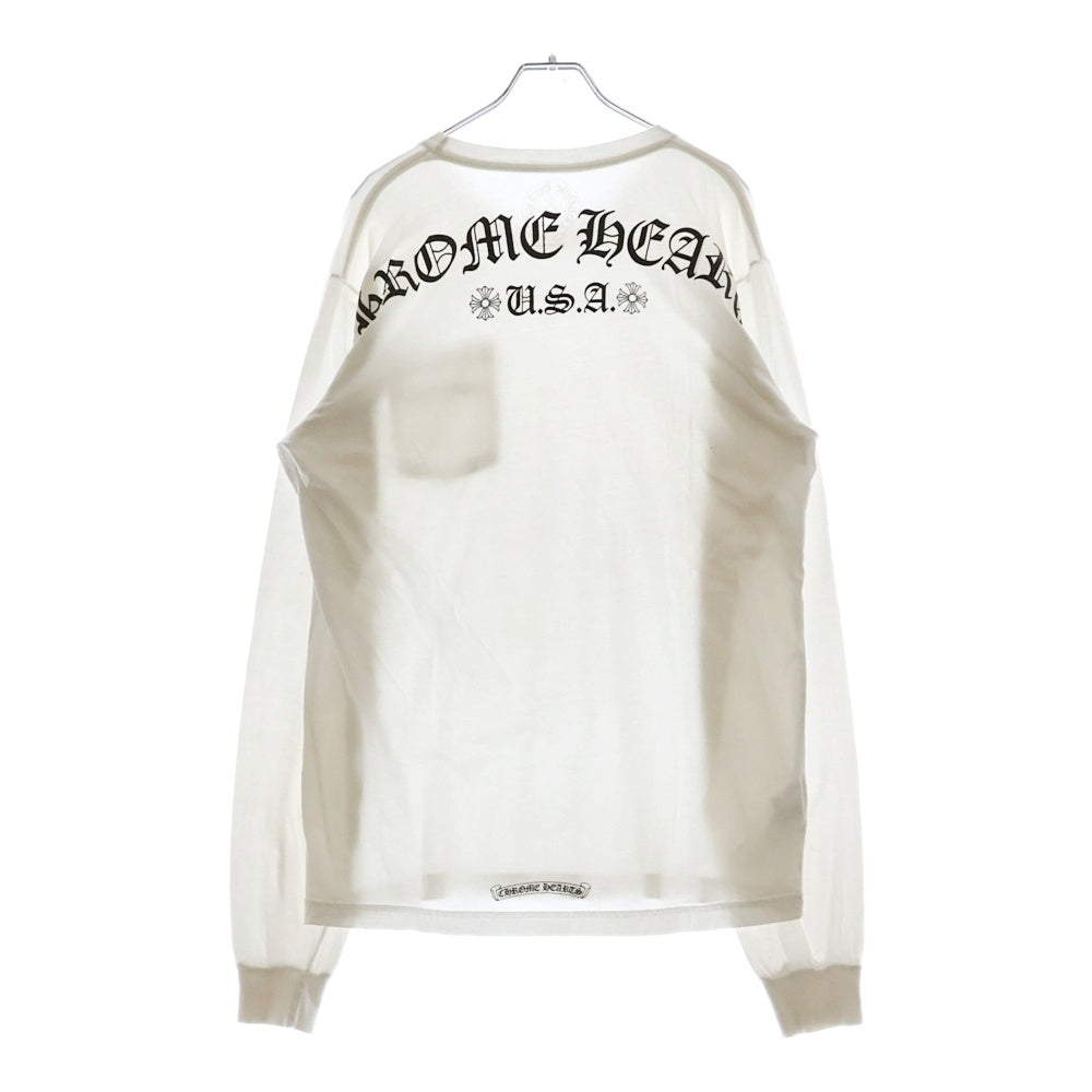 CHROME HEARTS(クロムハーツ) CH L S 1 バックアーチロゴプリント USA 長袖Tシャツ ロングスリーブカットソー ホワイト