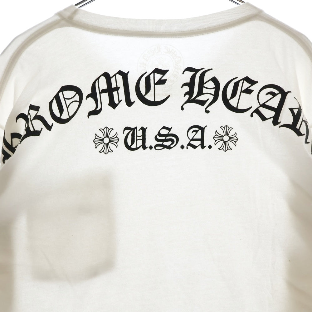 CHROME HEARTS(クロムハーツ) CH L S 1 バックアーチロゴプリント USA 長袖Tシャツ ロングスリーブカットソー ホワイト