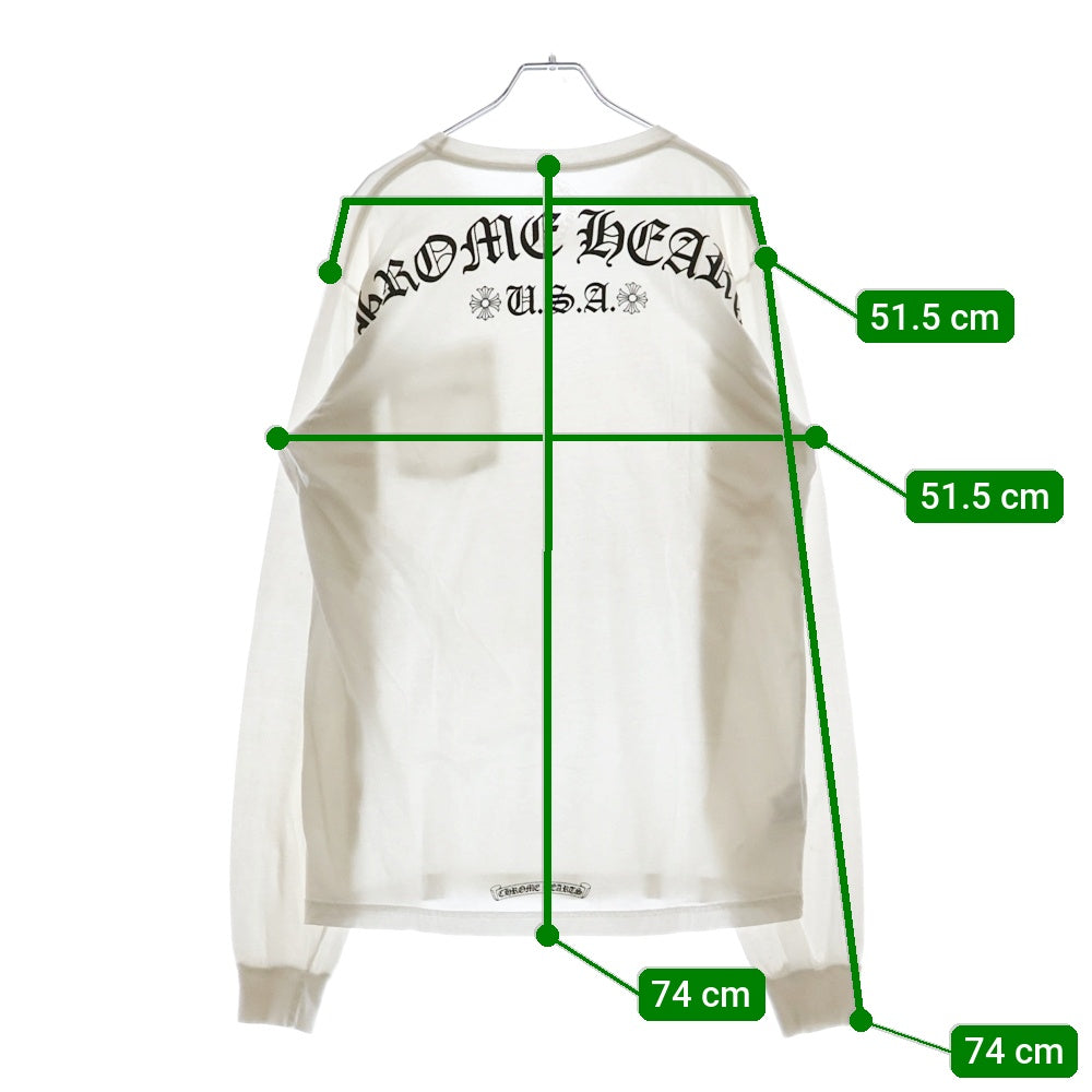 CHROME HEARTS(クロムハーツ) CH L S 1 バックアーチロゴプリント USA 長袖Tシャツ ロングスリーブカットソー ホワイト