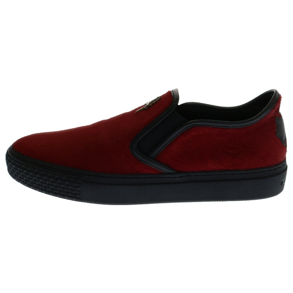 CHROME HEARTS(クロムハーツ) DAGGER SLIP ON V2 ダガー ハラコスリッポン ローカットスニーカー ブラック/レッド 国内インボイス付き