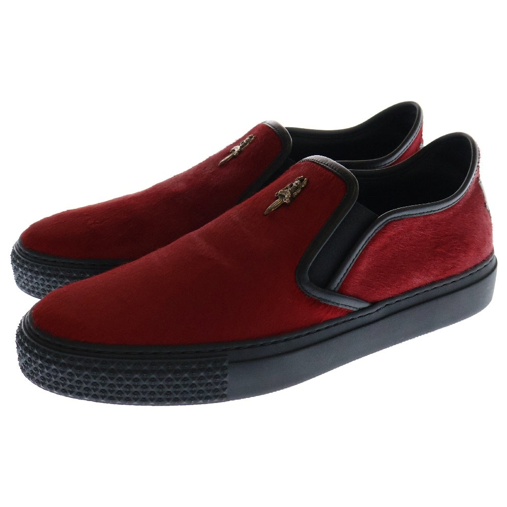 CHROME HEARTS(クロムハーツ) DAGGER SLIP ON V2 ダガー ハラコスリッポン ローカットスニーカー ブラック/レッド 国内インボイス付き