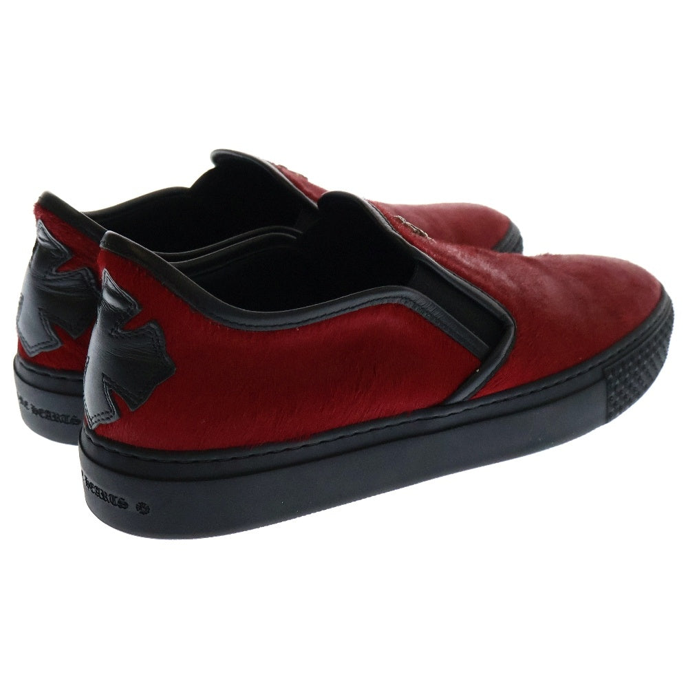 CHROME HEARTS(クロムハーツ) DAGGER SLIP ON V2 ダガー ハラコスリッポン ローカットスニーカー ブラック/レッド 国内インボイス付き